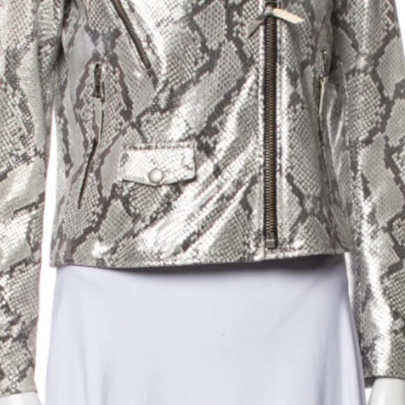 Golden Goose Madison Leather Jacket in Silver Python 38 2 - Picture 6 of 10